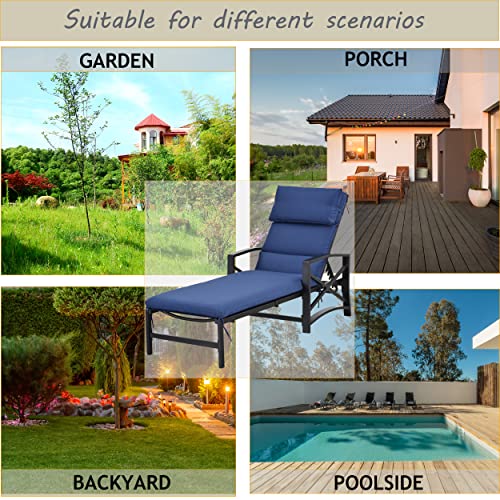 Image of LOKATSE Home Patio Chaise Lounge Chairs Set of 4 Outdoor Teslin Furniture Reclining Adjustable with Cushion and Soft Pillow for Pool,Deck,Yard