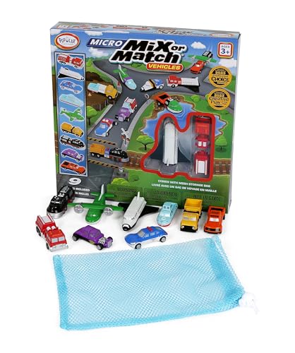 Image of Popular Playthings Magnetic Vehicles for Toddlers 1-3, Mini Mix or Match Car Toys, Set of 9 Gift for Kids - Vehicles