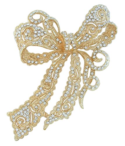 Image of 4.13 inch Rhinestone Crystal Bowknot Brooch Pin Pendant Wedding Prom Jewelry BZ5823