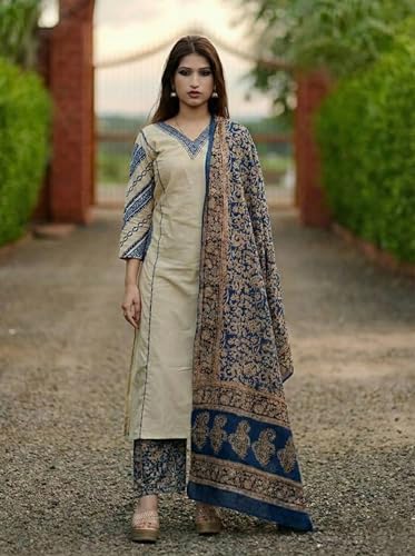 Image of ANNI Designer Women's Rayon Viscose Straight Kurta Set with Palazzo and Dupatta | Stylish Long Kurti Dress for Festive, Party, and Ethnic Wear