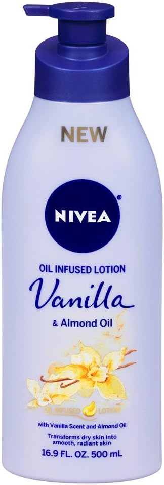 Nivea Lotion Oil-Infused Vanilla/Almond Oil 16.9 Ounce Pump (500ml) (3 Pack)