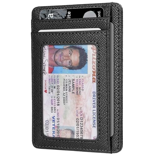 Image of RUNBOX Slim Minimalist Front Pocket RFID Blocking Leather Wallets for Men and Women Card Holder Wallets Gifts for men