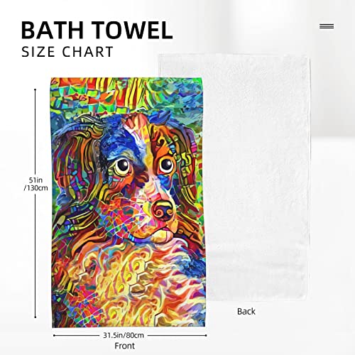 Lotsfuns Cute Dog Beach Towels For Kids Adults Colorful Art Dog Puppy Abstract Dog Bath Towel Print 31.5X51.2 Inch, Quick Drying Sandproof Soft Pool Towel For Bathroom, Swim, Travel, Sports #TOP5