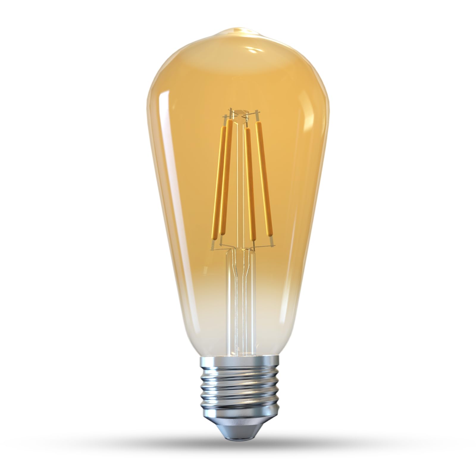 Jensense Edison Bulbs E26 LED Bulb 60 Watt Equivalent, Vintage LED Light Bulbs CRI90+ ST19, Dimmable Clear Light Bulbs (2300K Amber Light, 7watt-1 Pack)
