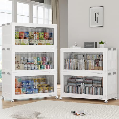 Image of BROVIEW 1000Qt Stackable Storage Bins with Lid for Home Dorm, 5Pack White