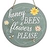 Spring Wooden Sign For Front Door Bee Themed Welcome Home Decor Sign Flowers Outdoor Hanging Signs For Housewarming Gifts Rustic Decor For Farmhouse Front Porch Outside Garden Yard 14