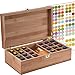 NiceMeet 25 Slots Ätherisches Öl Box aus Bambus - Bietet Platz für 5 10 15 ml ätherisches Öl-Flaschen - Ideales Aufbewahrungsbox Holz Organisator für Ätherische Öle und Duftöle