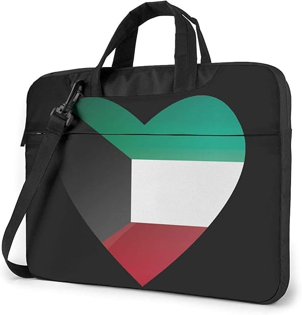Laptop Messenger Bag Flag of Kuwait Heart Laptop Bag One Shoulder