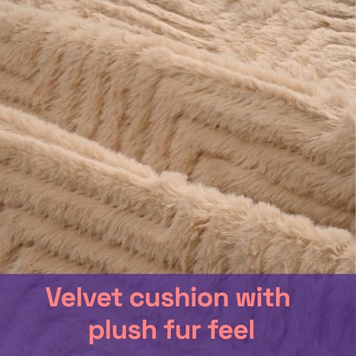 Image of Wakefit Designer Cushion Cover | 16x16 inch | Velvet Fabric | Machine Washable | Pack of 1 | Fur Beige