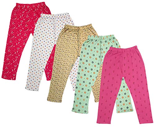 Image of IndiWeaves Girl's Regular Fit Cotton Capri Pants (71800-142143144145146-IW-N-P5-24 Magenta, Green, Beige, White 4 Years-5 Years)