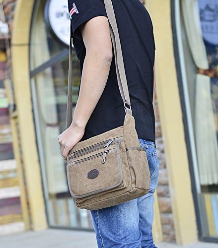 Miniatura 2 de Bolsa de mensajero pequeña de lona, bolsa de hombro casual, bolsa organizadora de viaje, bolso multibolsillo, bolso cruzado