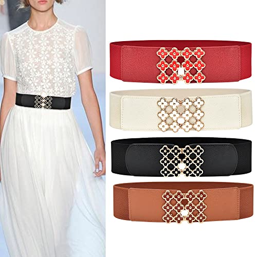 YOU&M Women's Sweet Small Flower Buckle Waist Belt Elastic Stretch Corset for Cute Elegant Dress Plus Size Belt2