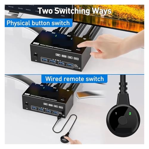 Conmutador KVM para 2 computadoras y 3 monitores 8K 2