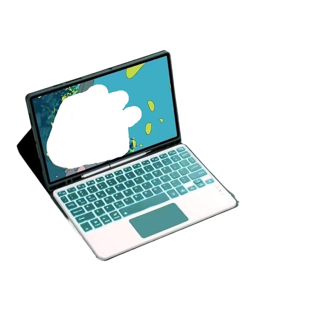 Teclado y funda para iPad Air 11 M2 y iPad 10.9 retroiluminado verde oscuro 7