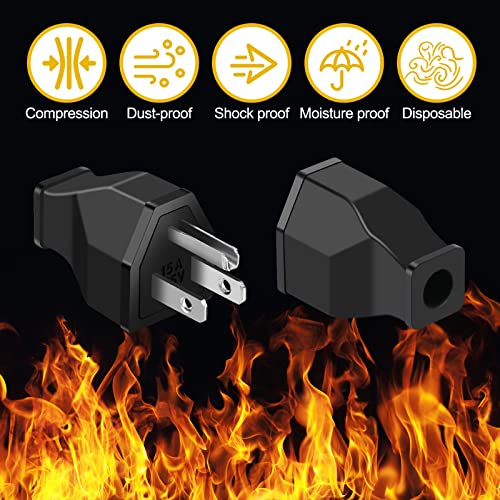 Image of Treela 20 Pcs Extension Cord Plug Replacement Male Extension Cord Ends 125v 15a 2 Pole 3 Wire Male and Female Connector Straight Plug Replacement Compatible with Nema 5-15p 1875w