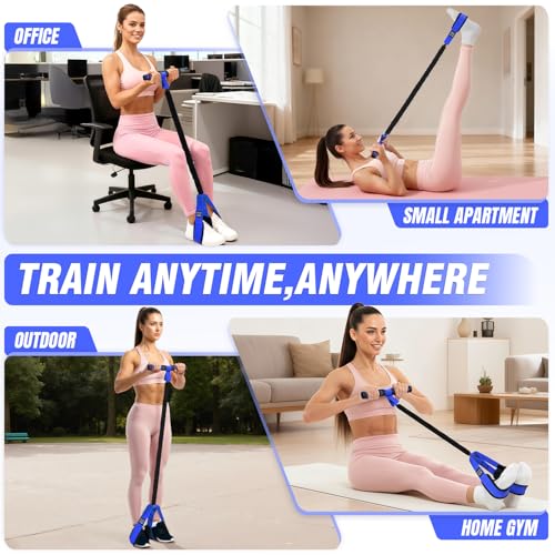Image of Pedal Resistance Bands with Handles, Upgrade Women Exercise Bands for Full Body Training, Core, ABS, Legs, Glutes, Arms, Pilates, Physical Therapy, Strength, Sit Up Equipment for Home Workout