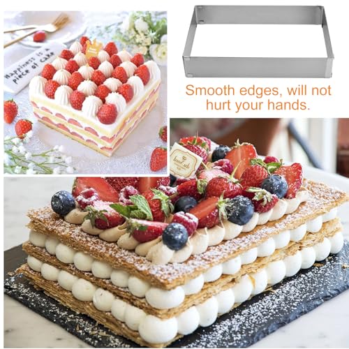 Molde extensible para hornear tartas cuadradas con anillo ajustable de 10cm 6