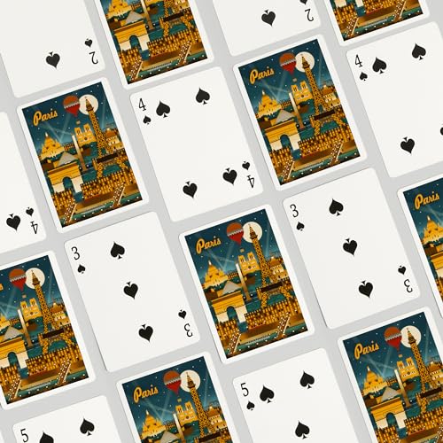 Lantern Press Paris, France, Retro Skyline, 52 cartas poker miniatura 4