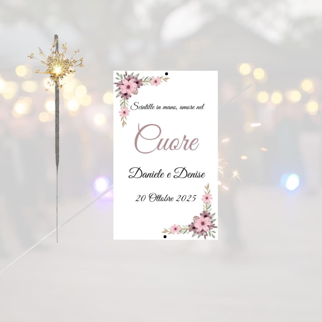 100 Etichette Portafortuna Personalizzate 'Let Love Sparkle' Per Bomboniere E Regali - Darling Souvenir (7x4,5 Cm)