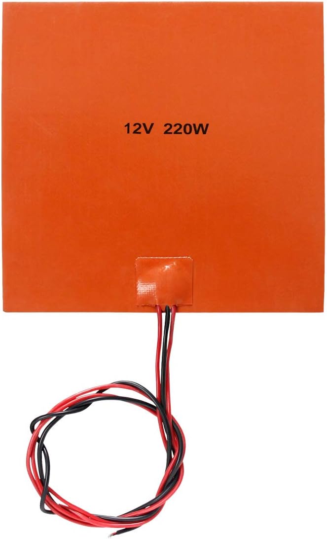 Signswise 3D Printer Rubber Heater - 200x200mm Heating Pad 12V 220W 3D Printer for 3D Printers 3D Printers Prusa, Monoprice Maker Select V2, Monoprice Maker Select Plus, etc