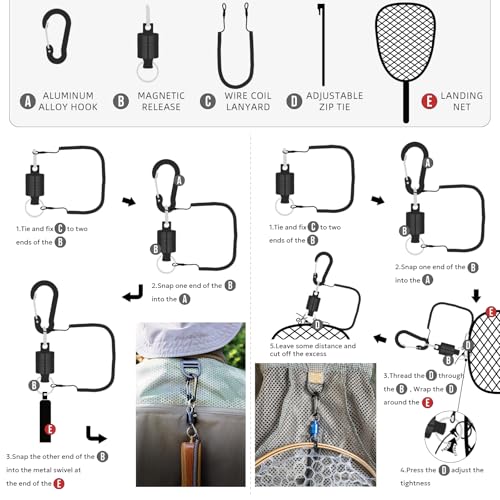 SF Fly Fishing Landing Soft Rubber Mesh Trout Catch and Release Net with Black Magnetic Net Release Combo Kit (Clear A Combo Small Holes) - image 7