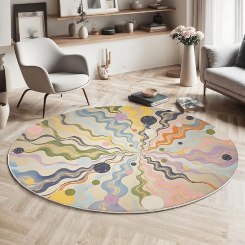 Tapis rond ne perd pas ses poils lavable antidérapant 100cm - 2