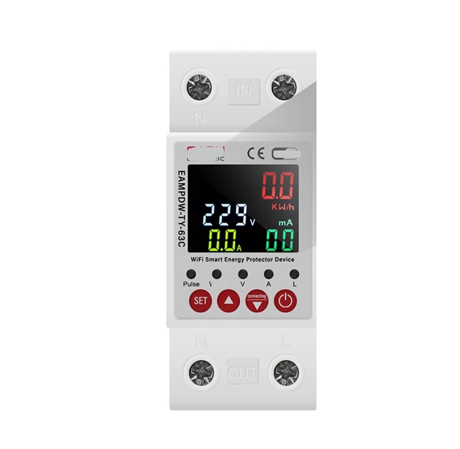 Compteur d'énergie intelligent 63A AC 230V avec protection fuite et relais rail DIN