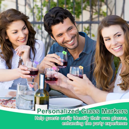 28 Stück Glasmarkierer, Glas Markierung Trinkgläser, Glasmarker Silikon, Wiederverwendbar Glas Markierer, Glasmarker für Martini Gläser Weinglas Champagnerglas Cocktailglas(Zufällige Farbe)