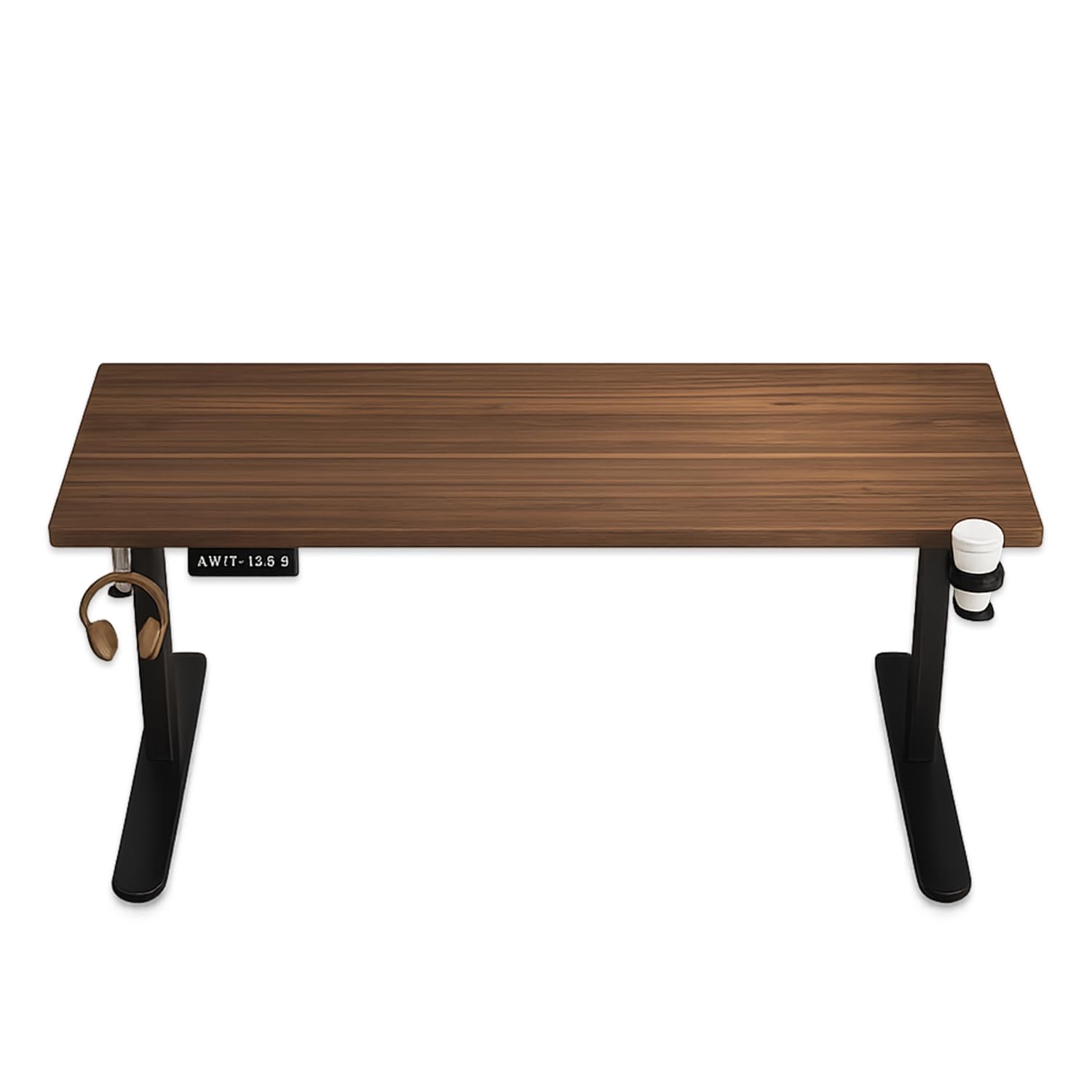 Scrivania elettrica Regolabile in Altezza, postazione di Lavoro alternata con meccanismo di Sollevamento Fluido, Struttura Stabile per Ufficio, Gaming e Lavoro Creativo Walnut+Black-47×24"