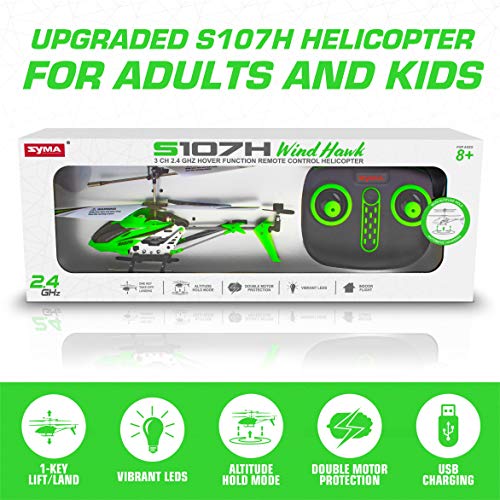 Image of SYMA RC Helicopter for Adults Kids with Altitude Hold, 2 Rechargeable Battery (Green)