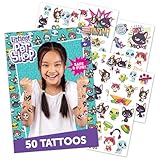 Littlest Pet Shop Temporary Tattoos for Kids [50 pack]. Made in the USA w Certified Safe Ink. Kids Birthday Party Supplies and Party Favors Kit. Bulk Temporary Tattoos Stickers Set. Dogs, Cats,