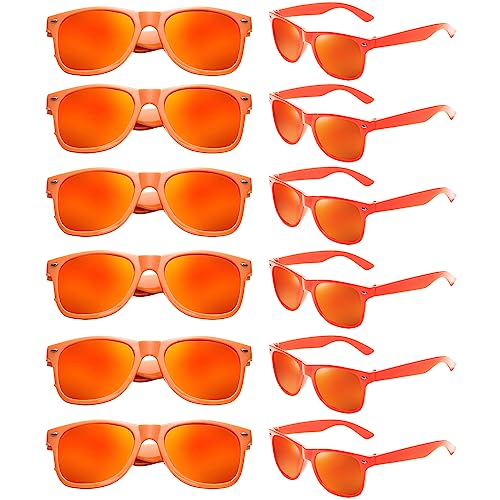 Geopty 12 Pack Orange Sunglasses Bulk, 80s Retro Party Sunglasses Set Adults Party Glasses
