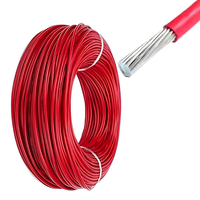 lapras 𝟏𝟓 𝐘𝐞𝐚𝐫𝐬 𝐖𝐚𝐫𝐫𝐚𝐧𝐭𝐲 6mm single core aluminum wire – pvc insulated cable for diy home and industrial use, flexible & durable wire aluminium wire cable (red) - (100 foot)