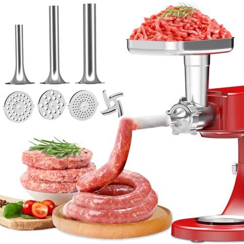 Upgraded Stainless Steel Food Meat Grinder Attachments for Kitchenaid/Cuisinart Stand Mixers, Kitchenaid Accessories and Attachments- Dishwasher Safe Food Grinder Attachment