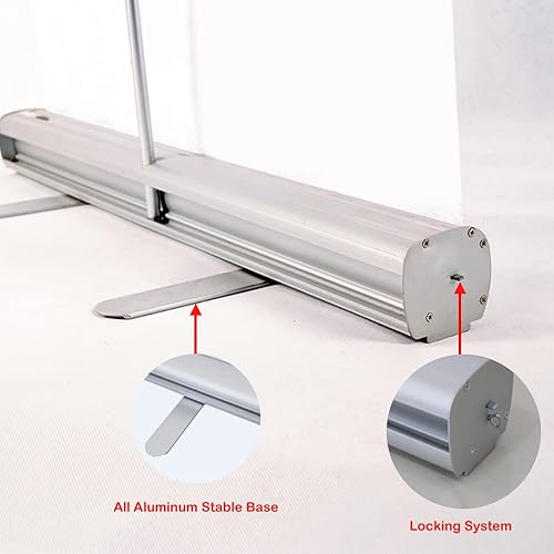 Miniatura 8 de Soporte retráctil de aluminio enrollable de 33.5 x 80 pulgadas, soporte portátil de aluminio con bolsa de lona acolchada para ferias comerciales,