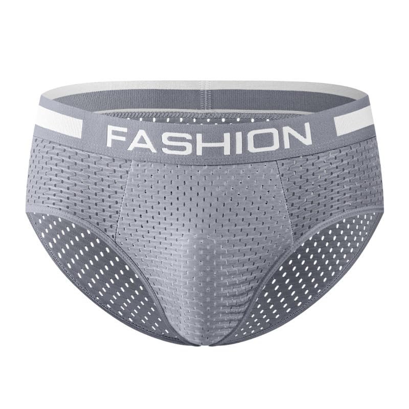 Image of Men's Mesh Ice Silk Briefs with Breathable Waistband Lightweight and Comfortable Underwear