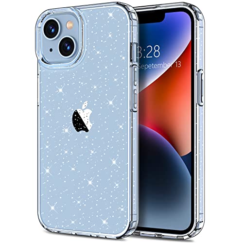 For Iphone 14 Plus Case Clear Glitter, Cute Girly Sparkly Bling Phone Case For Women Girls [Sparkle Design] Anti-Scratch Soft Tpu Slim Fit Shockproof Protective Case Cover 6.7 Inch - Clear Glitter #TOP21