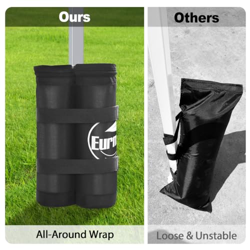 Image of Eurmax USA 4-Pack 180LBS Capacity Universal Canopy Weight Bags,Heavy Duty Windproof Sandbags with All-Around Wrap Design,Ultimate Stability for Pop Up Tent,Shelter in High Winds(Sand Not Included)