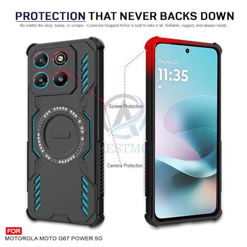 Image of AESTMO Back Case Cover for Moto G67 Power 5G / G57 Power 5G | Magnetic Case with Built-in Metal Ring | Compatible with MagSafe Accessories | Shockproof Hybrid (PC + TPU, Black)