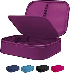 Estojo Escolar Box Grande Infantil Organizador Para Lapis Feminino Masculino Nylon Com Divisoria Necessarie Ziper Resistente Marca Calmfy (Violeta)