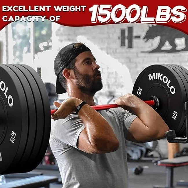 Mikolo 7ft Olympic Barbell, Barbell for Weightlifting and Powerlifting 45lb, Olympic Bar for 1500lbs Capacity, Weight Bar Fit 2¡± Standard Weights
