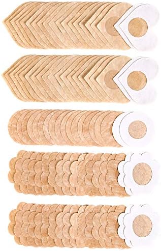 100 Pieces Large Nipple Cover Breast Covers Nipple Cover Pasties Sexy Disposable Bra Pad Lingerie Satin Petals Breast Pasties Self-Adhesive No Show Bra for Women, Beige