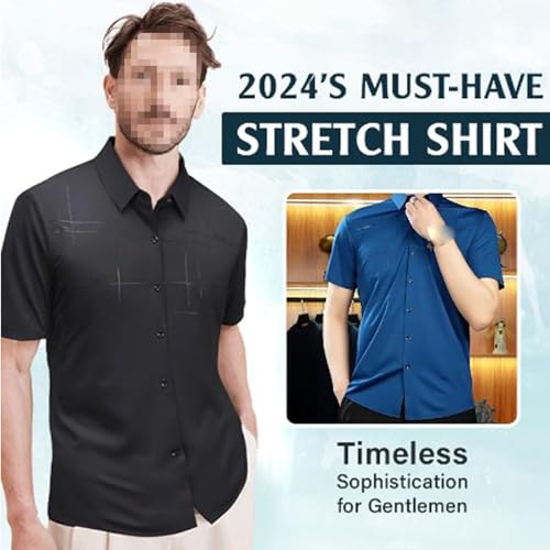 Gentclassic - Men's Breathable Ice-Silk Stretch Shirt, Men's Ice Silk Short Sleeve Silk Shirt Elastic T-Shirt3