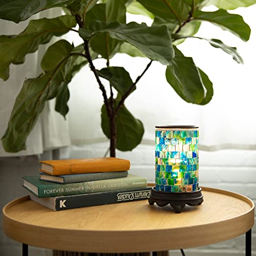 Vp Home Wall Plug-In Wax Warmer For Scented Wax Mosaic Glass Ocean Blue Electric Home Fragrance Warmer For Essential Oils Candle Wax Melts And Tarts Scent Warmer Night Light #TOP4