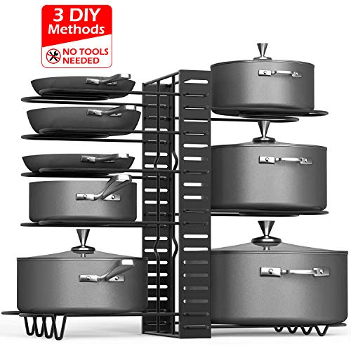 Pan Organizer Rack for Cabinet, Duerer Pots and Pans Organizer with 3 DIY