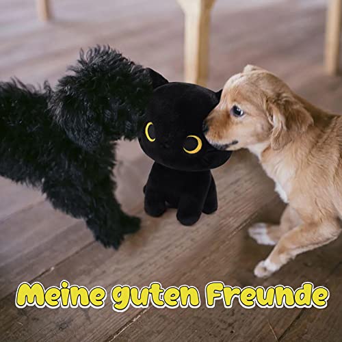 Yamepuia Schwarze Katze PlüSchtier,22CM Kawaii Katze Kuscheltier,Niedliche Cartoon Schwarze Katzen Kuscheltier Geschenke füR Kinder Jungen & MäDchen