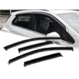 Nee Haoww 4-Piece Window Visor Set - Sun Rain Wind Deflectors with Dark Smoke Tint - Channel Mount Style