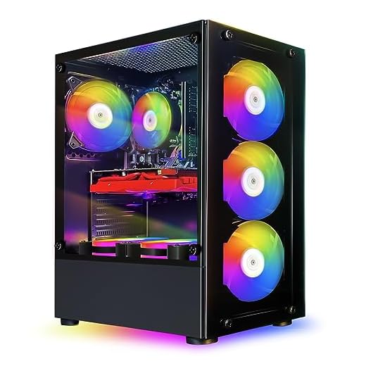 STGSivir- Desktop da gaming PC-Radeon RX 580 8Go GDDR5, Intel Core i7 3.4-3.9GHz,16G RAM, 1T SSD, WiFi 600 M, BT 5.0, RGB Fanx6, computer da gaming W10H64 per giocatori e streaming