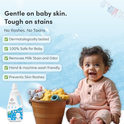 Image of Mylo Baby Detergent Liquid For Clothes | Anti - Bacterial | No Harmful Chemicals, No Allergens & No Artificial Colours (Bottle 1L (Pack of 1))