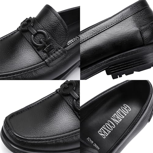 Generic Fashion Leather Dress Loafers for Men, Fashion Casual Crocodile Patterned Handmade Buckle Shoes Business Slip-on Penny Loafer Party Dress Shoes for Mens3